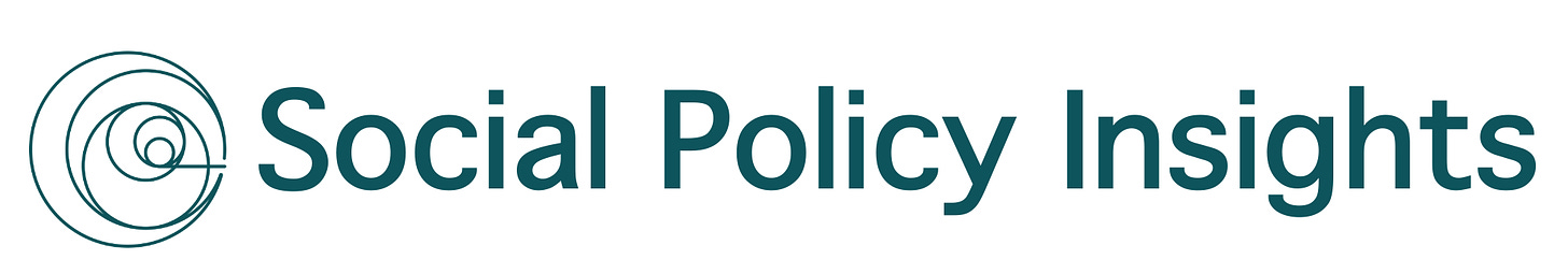 The Social Policy Insights logo, with a stylized spiral and simple text in teal