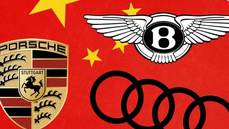 Montage of Porsche, Bentley and Audi logos