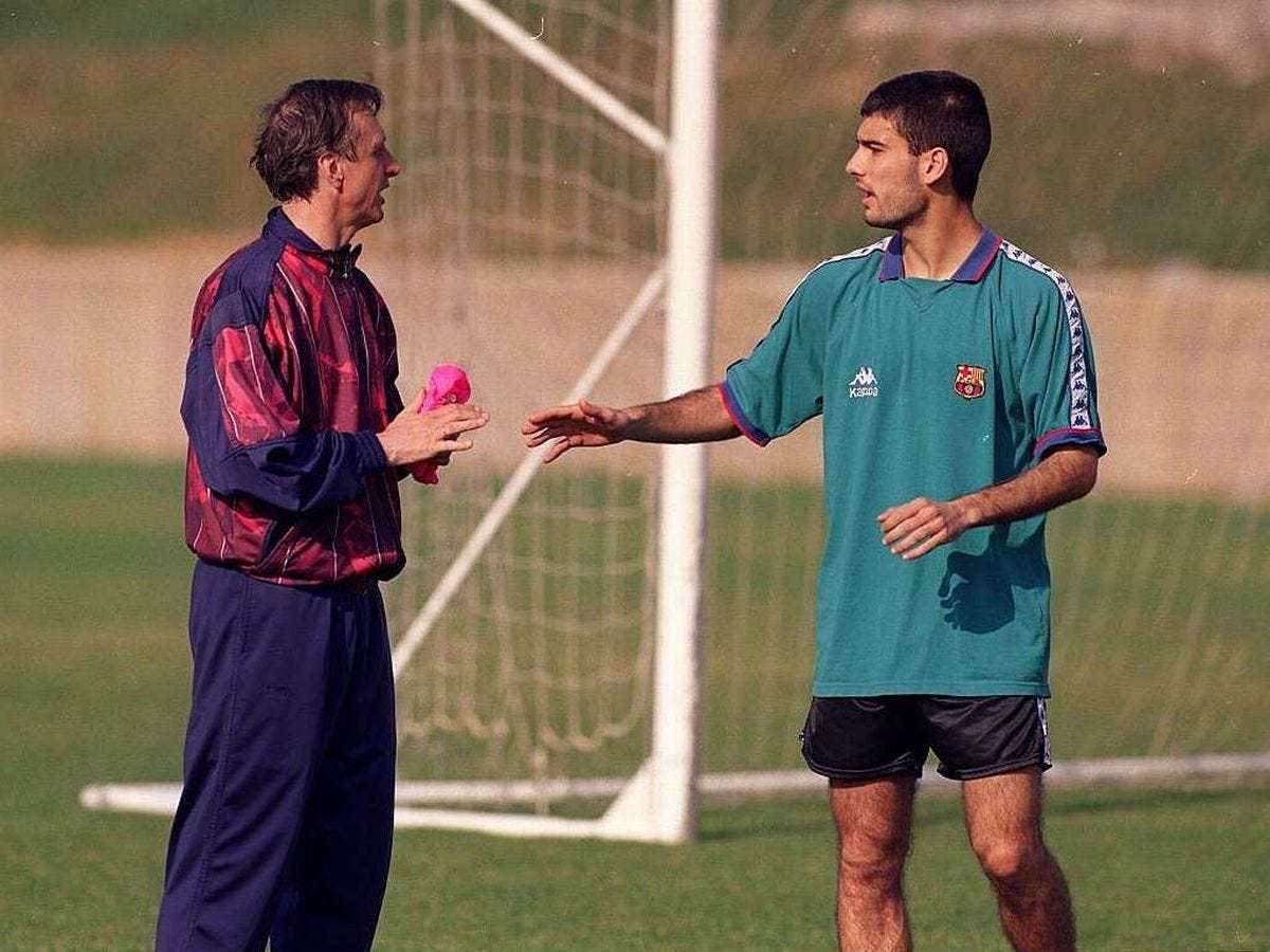 Pep Guardiola admits playing under mentor Johan Cruyff at Barcelona "like  going to school every day" - Mirror Online