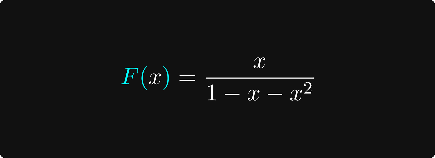 The closed form of the generating function for the Fibonacci sequence