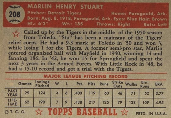 1952 Topps Marlin Stuart