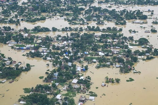 Flooded village during the Assam Floods of 2022