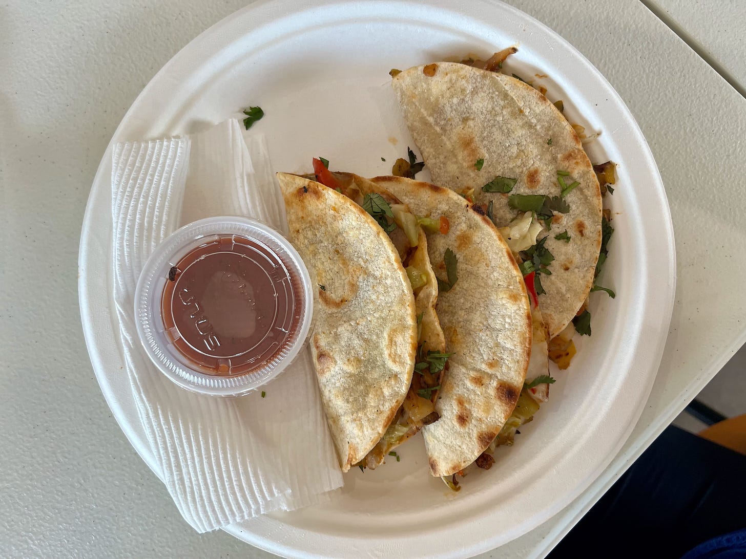 Vegetarian potato, paper, and cabbage tacos made by Nica of TheRemedy