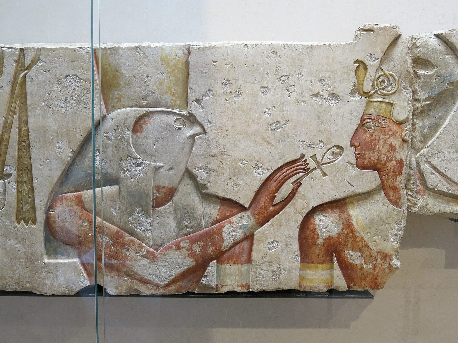 The god Horus offers life to the king, Ramesses II.