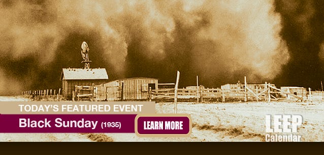 Vintage photo of the Black Sunday dust storm bearing down on an Oklahoma farm on April 14, 1935.