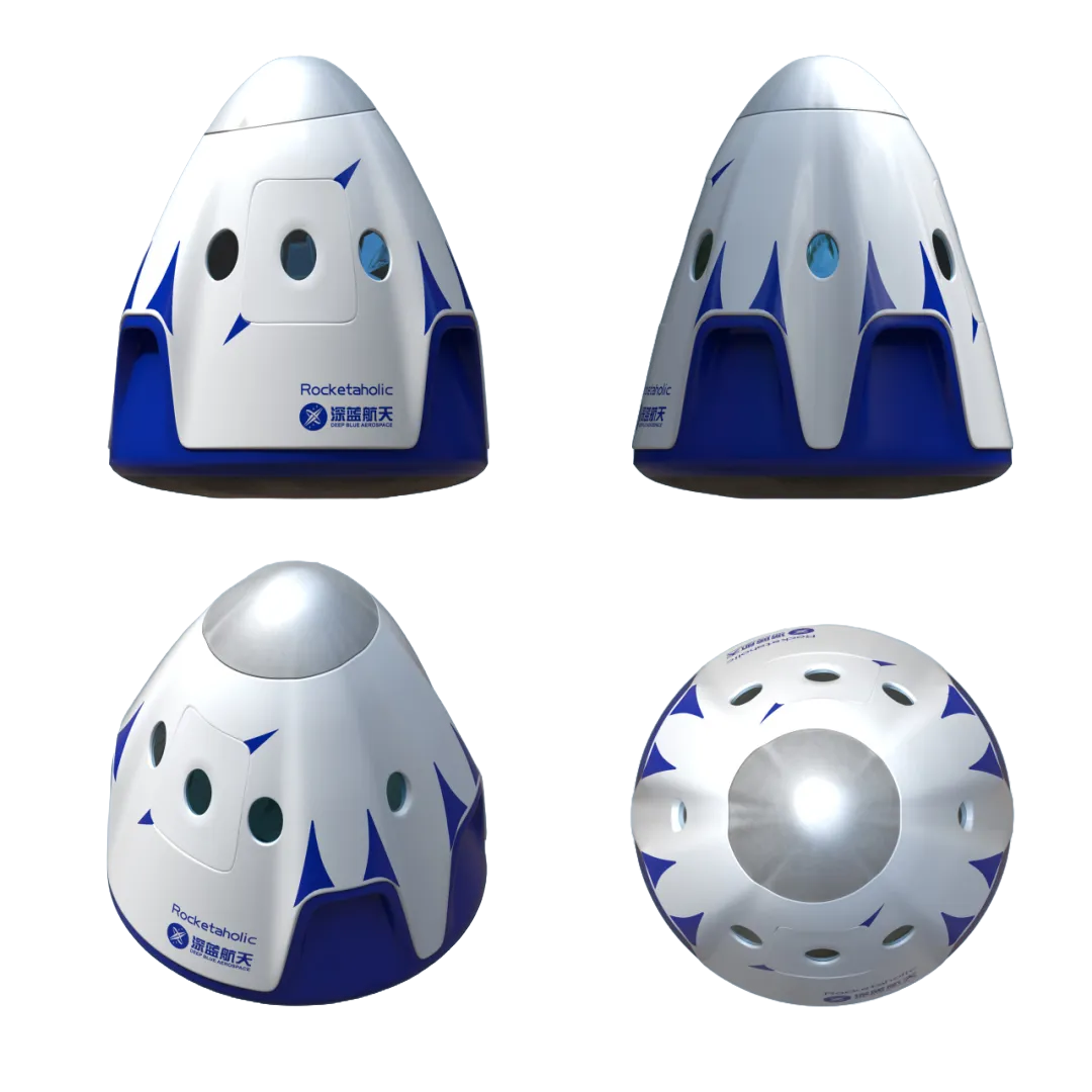 Renders of Deep Blue Aerospace’s crewed space capsule.