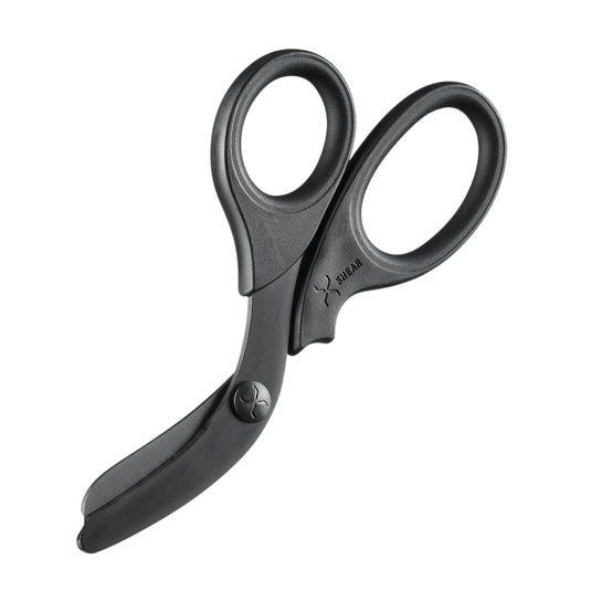 XShear 7.5” Heavy Duty Trauma Shears. All Black Handles, Black Titanium Coated Stainless Steel Blades, For the Professional Emergency Provider