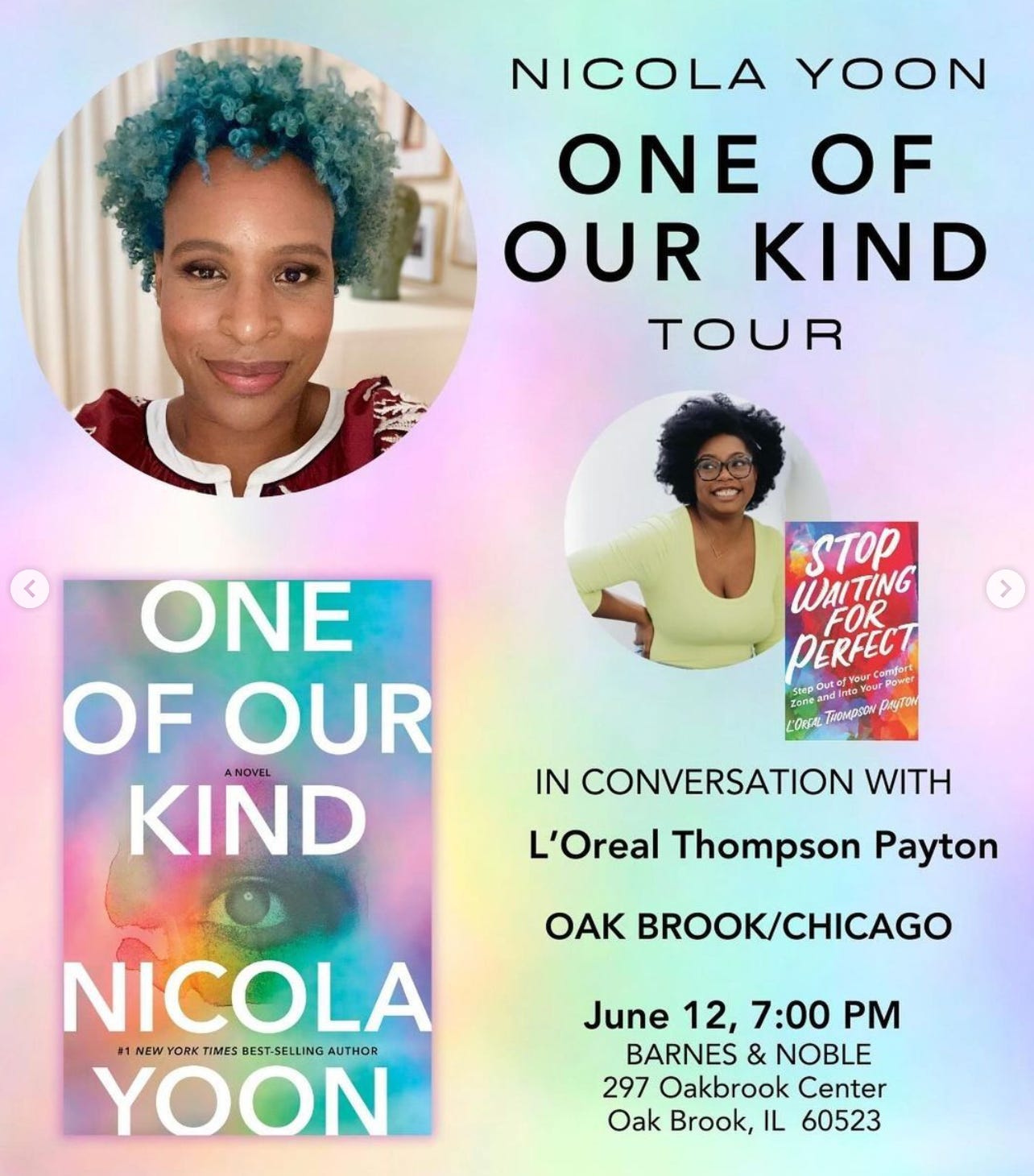 Instagram post promoting a book tour with pictures of the authors, two Black women, and their respective books