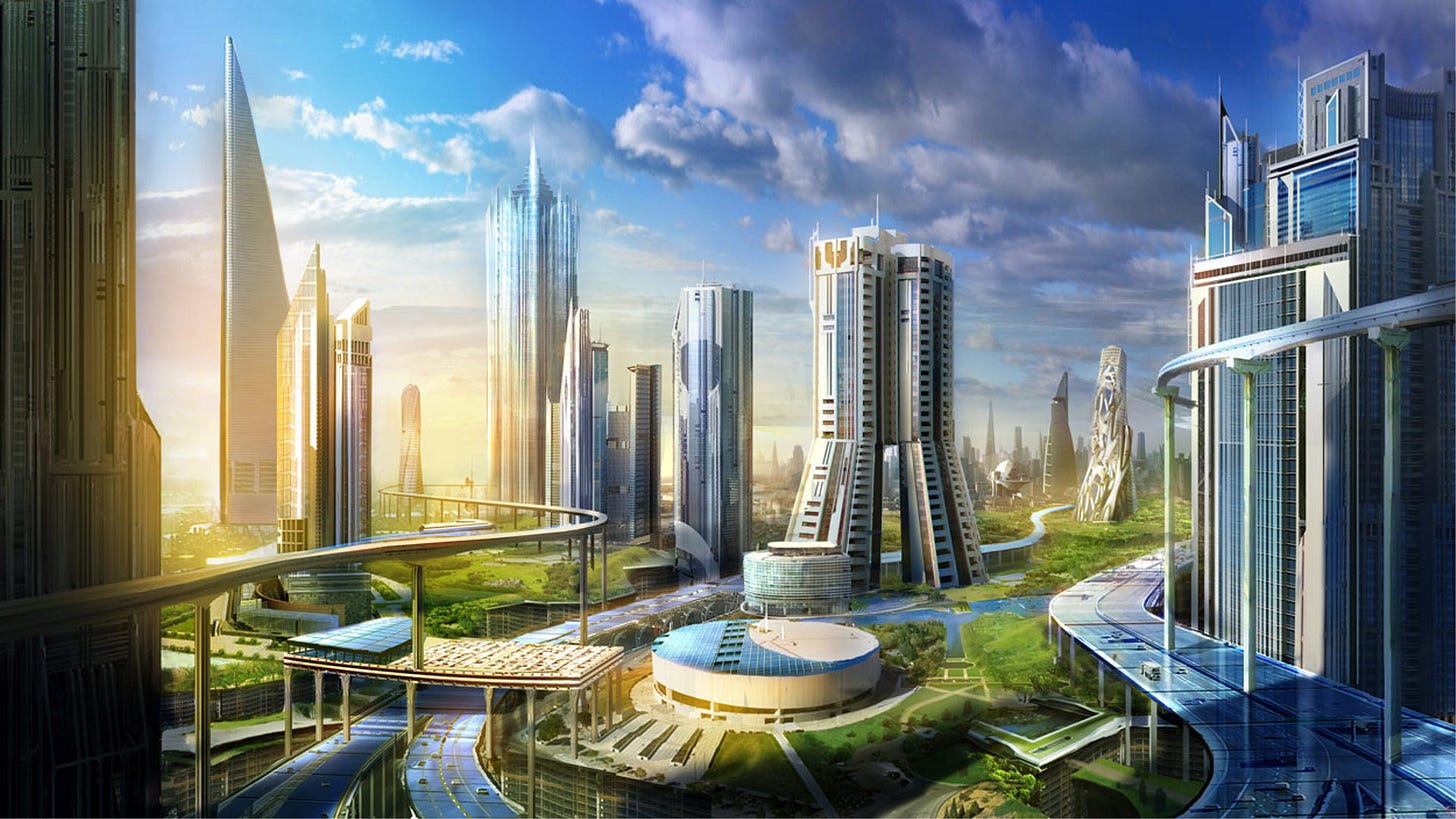 High Quality Futuristic city Blank Meme Template