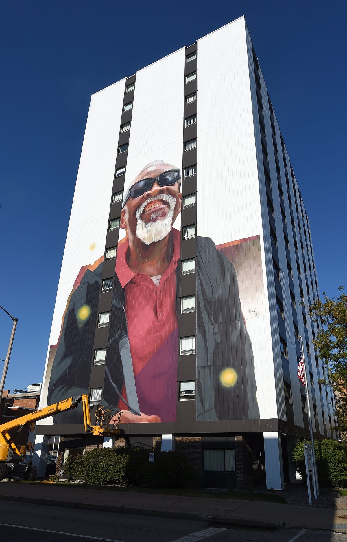 Rudy Daniels towers over center city