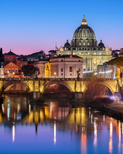 May be an image of the Tiber River, the Arno River and Piazza di Spagna