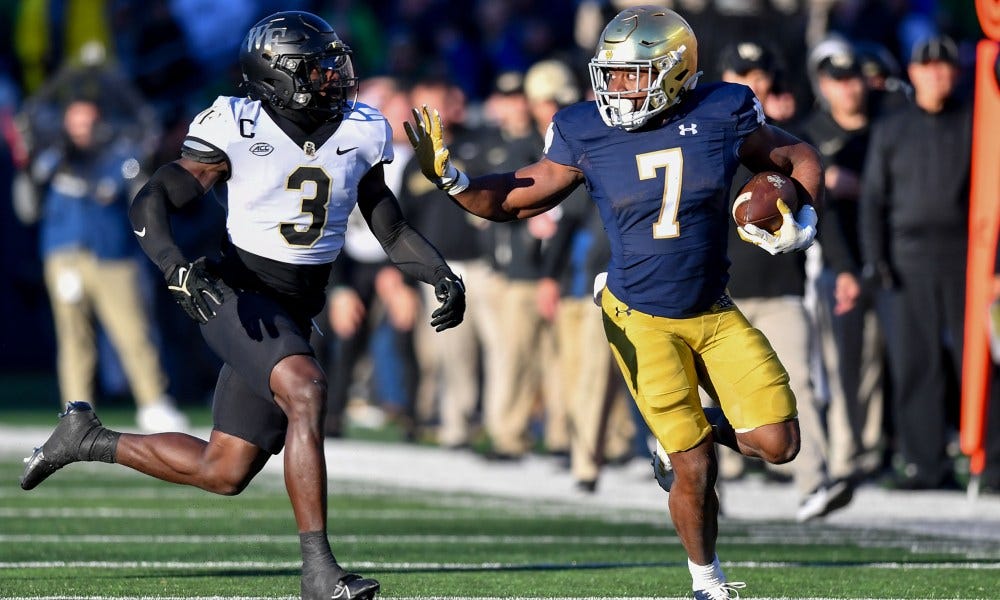 Why Notre Dame RB Audric Estime's poor 40 time could benefit Rams