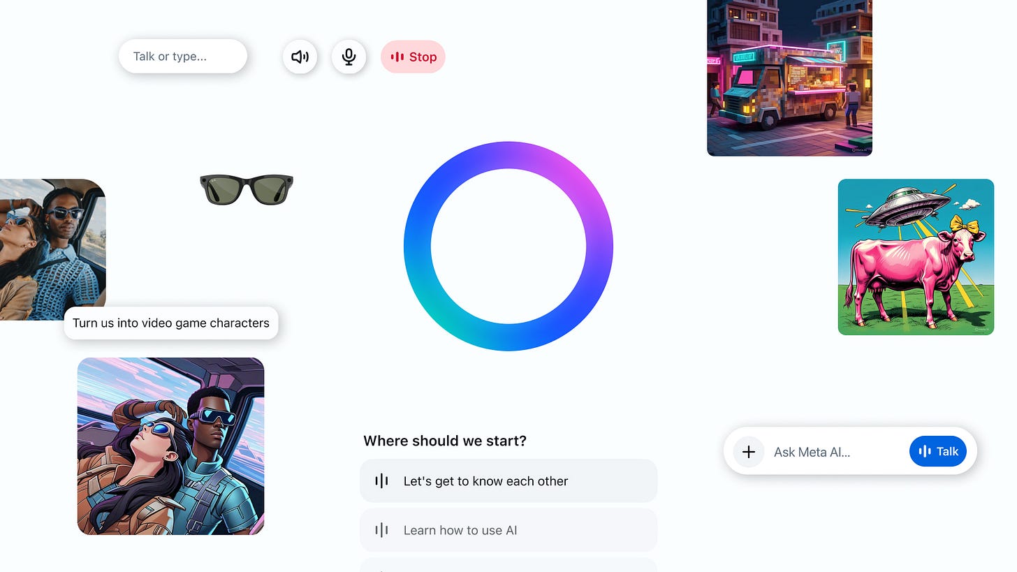 Collage showing elements of Meta AI