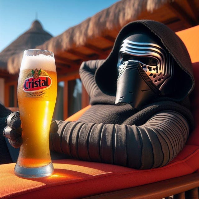 r/weirddalle - Kylo Ren relaxing with an ice cold Cerveza Cristal