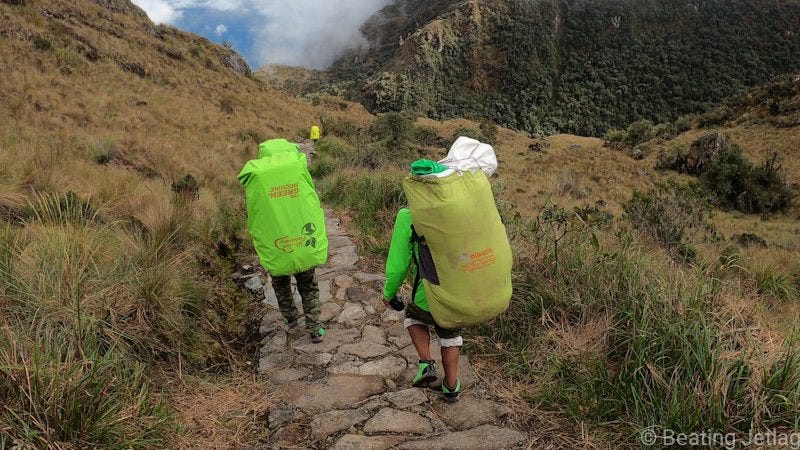 Porters on the Inca Trail to Machu Picchu, Peru