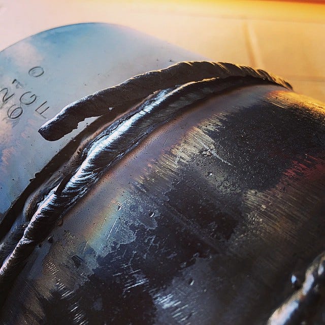 Image of slag peeling off a weld