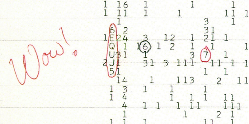 The Wow! signal from 1977 as discovered by astronomer Jerry R. Ehman. Image via Big Ear Radio Observatory and North American AstroPhysical Observatory (NAAPO).