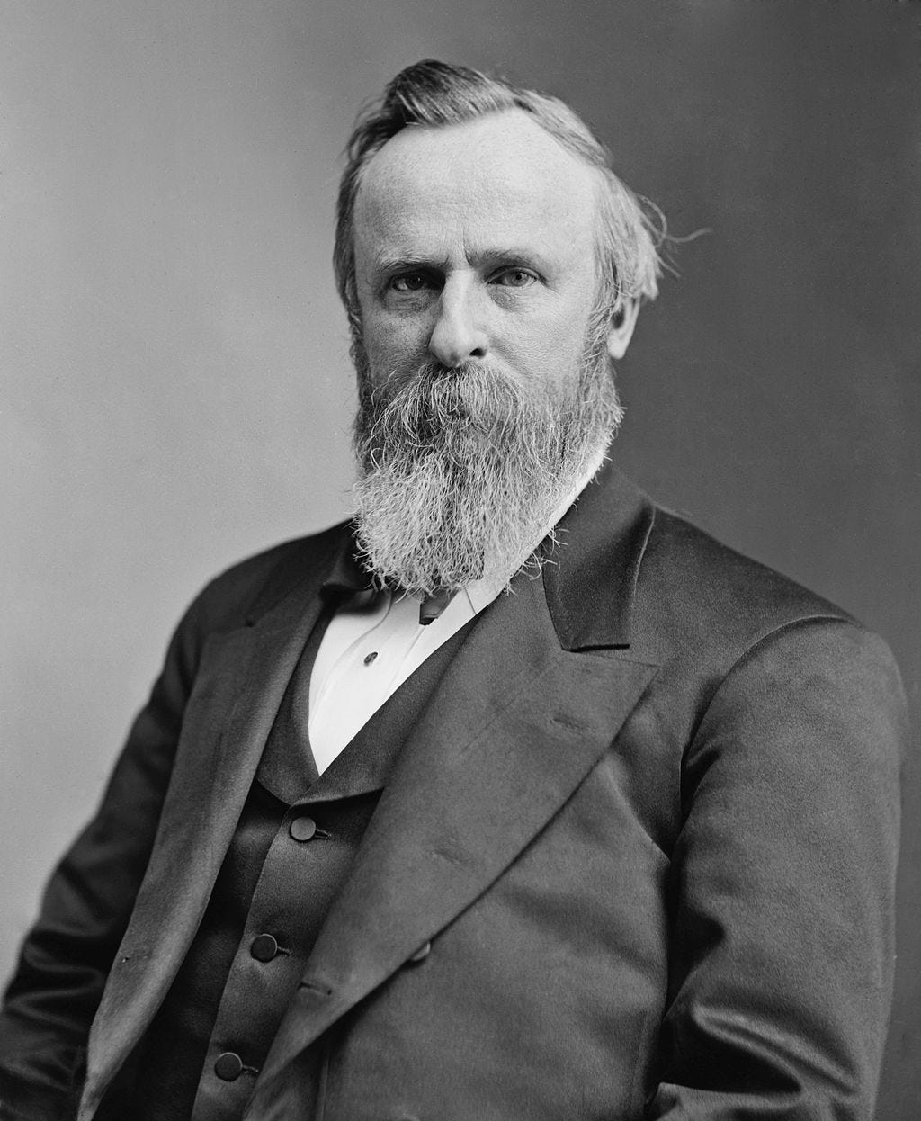 Rutherford B. Hayes portrait; head balding, beard bearding