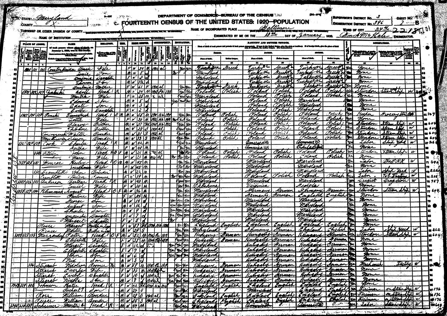 Record from the 1920 Census.