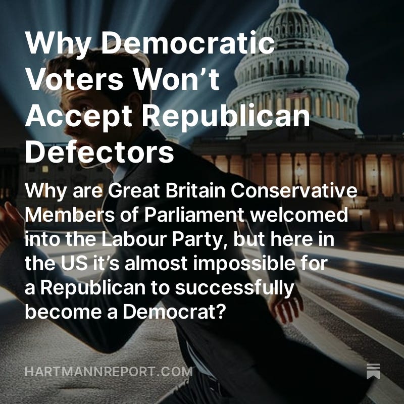 Why Democratic Voters Won’t Accept Republican Defectors