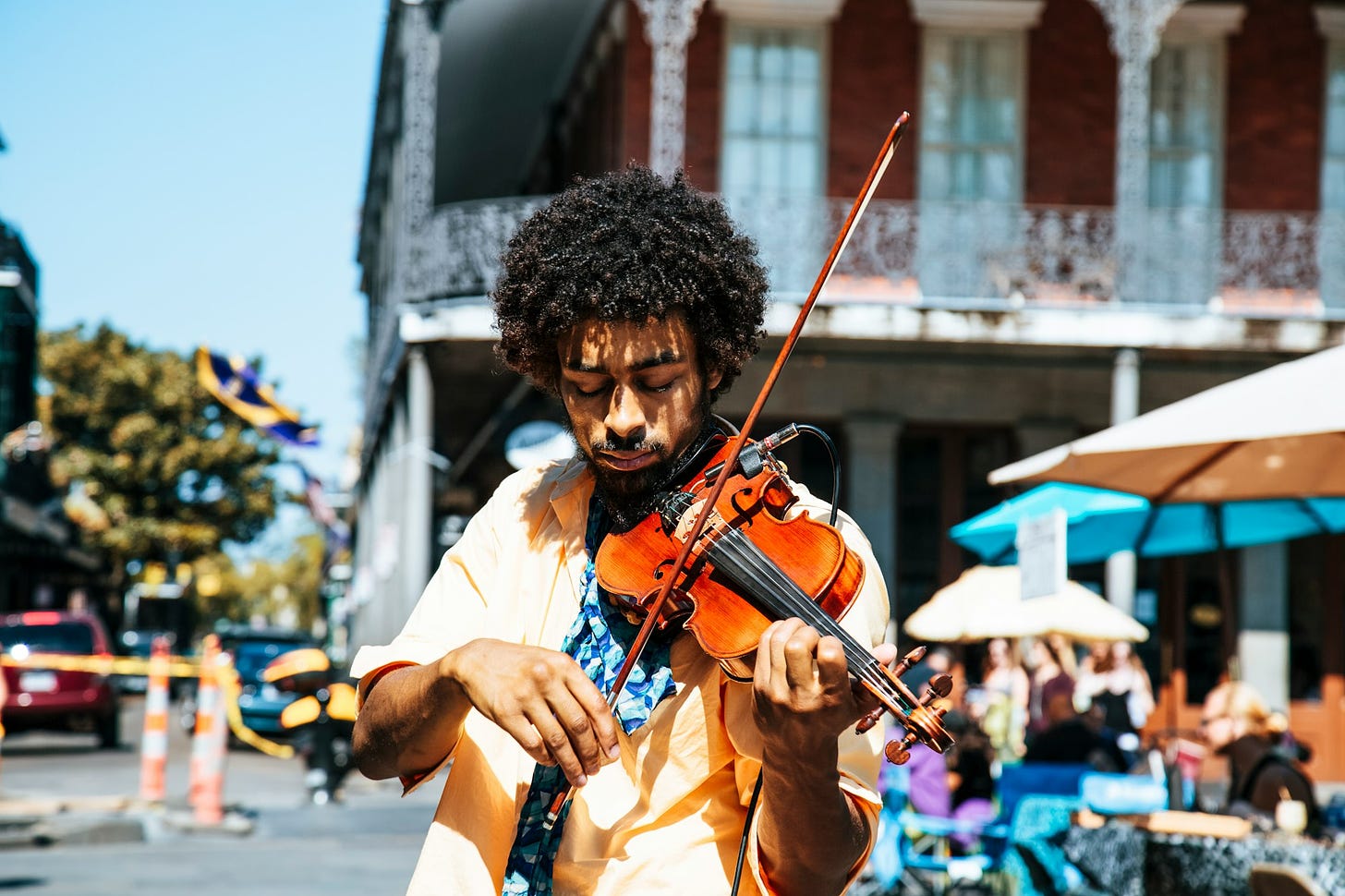 Musician busking on the street