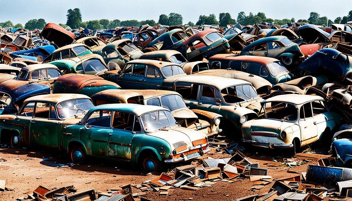 cars in a scrapyard