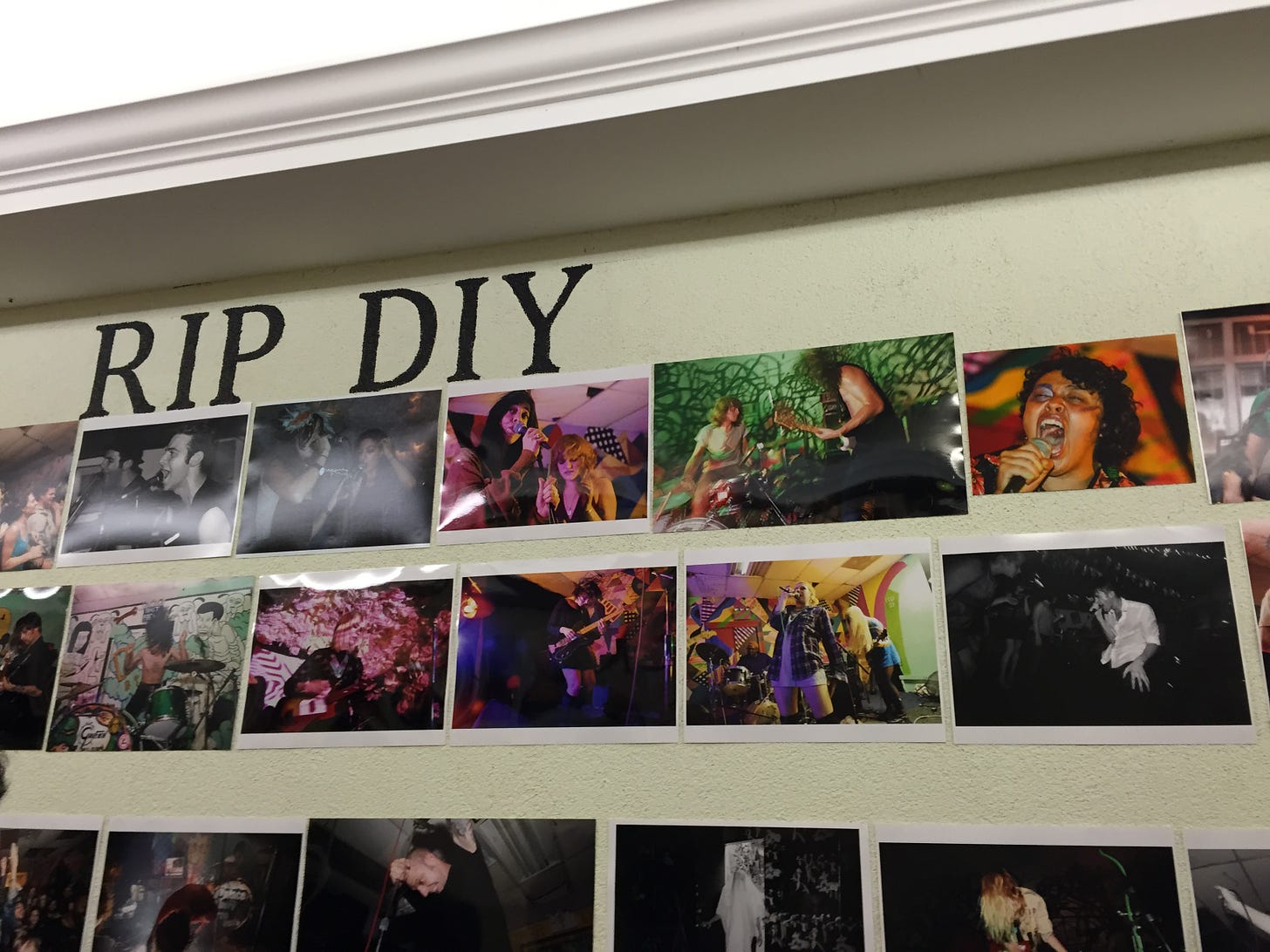 rip diy wall of photos at death by audio brooklyn nyc 2014