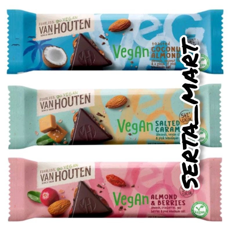Van Houten Vegan 45gr - Chocolate Bar - Almond Berries/Salted Caramel -  Chocolate