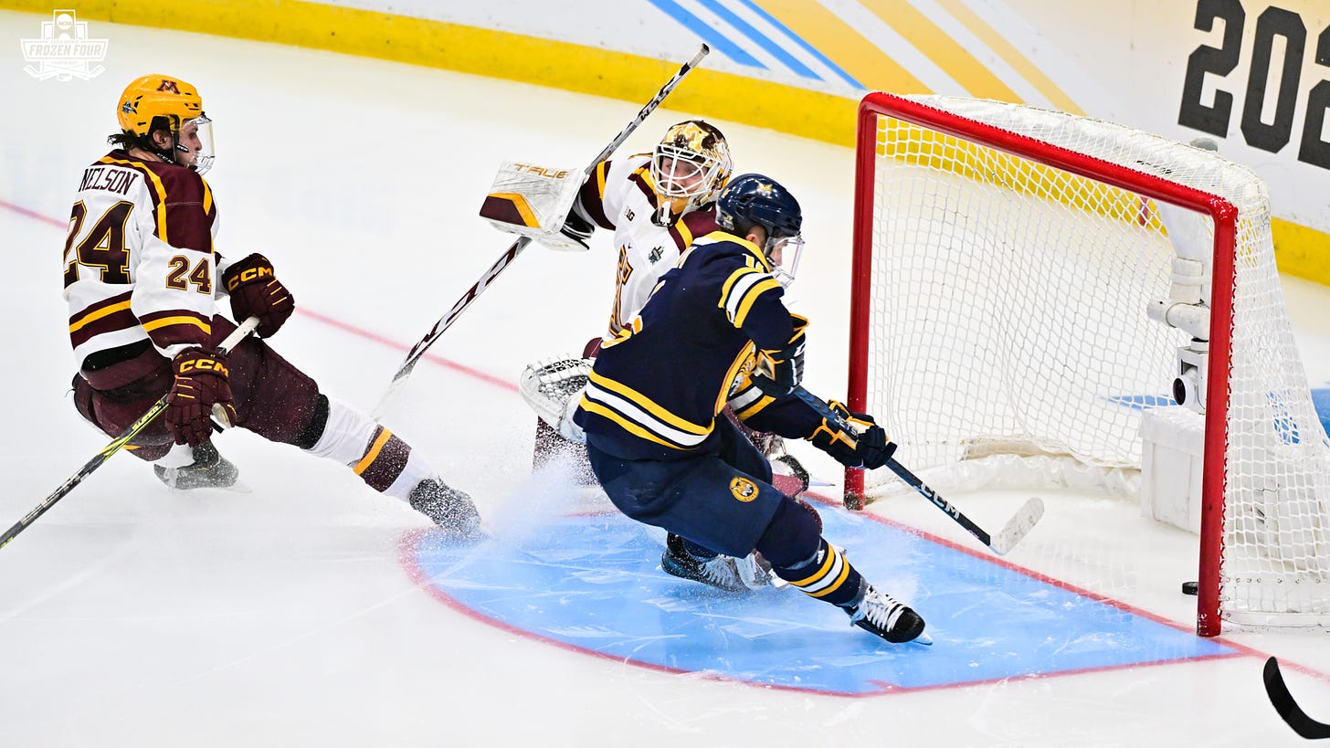 May be an image of 2 people and people playing hockey