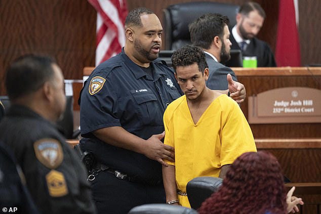 Franklin Pena, one of the two men accused of killing 12-year-old Jocelyn Nungaray, is led out of the courtroom after bail was set for $10 million