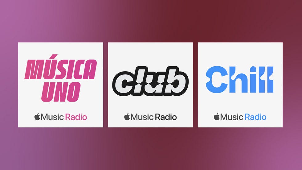 La identidad de marca de las nuevas estaciones de radio de Apple Music.