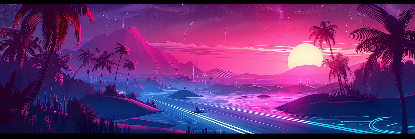 Neon grid road
