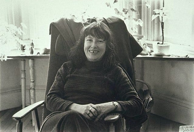Black and white photograph of Denise Levertov