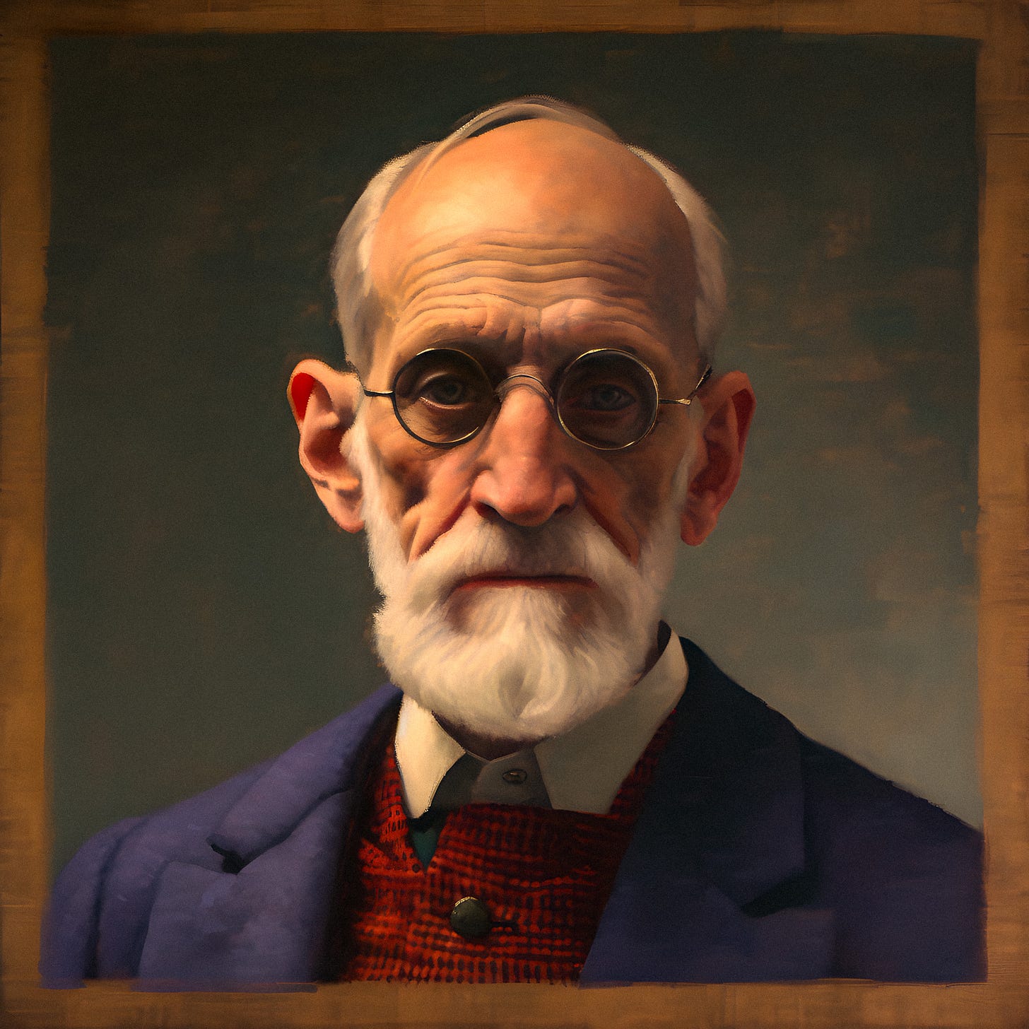 Oil Painted Portrait of Sigmund Freud in Generative AI Style Pro Photo