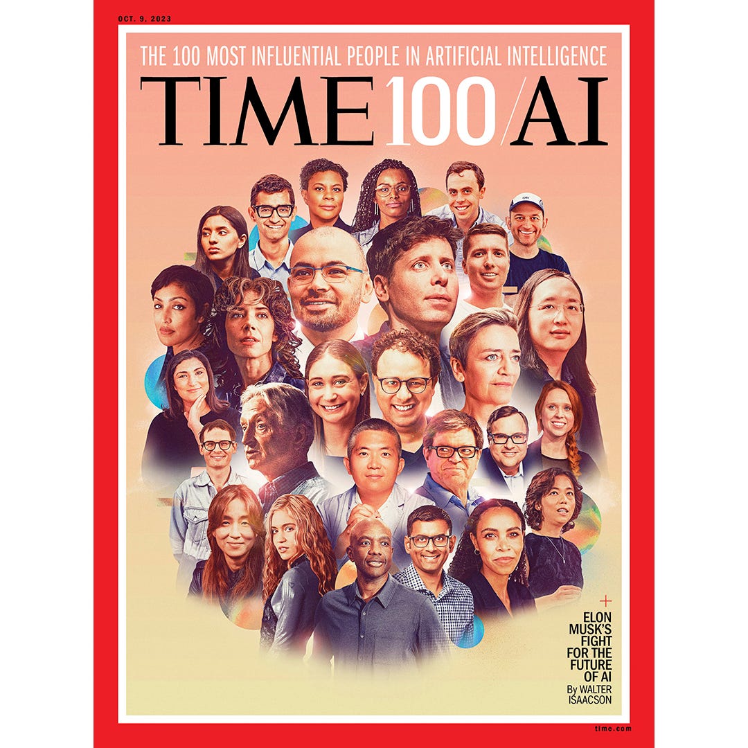 TIME magazine cover with 28 AI experts, including Arvind and Sayash