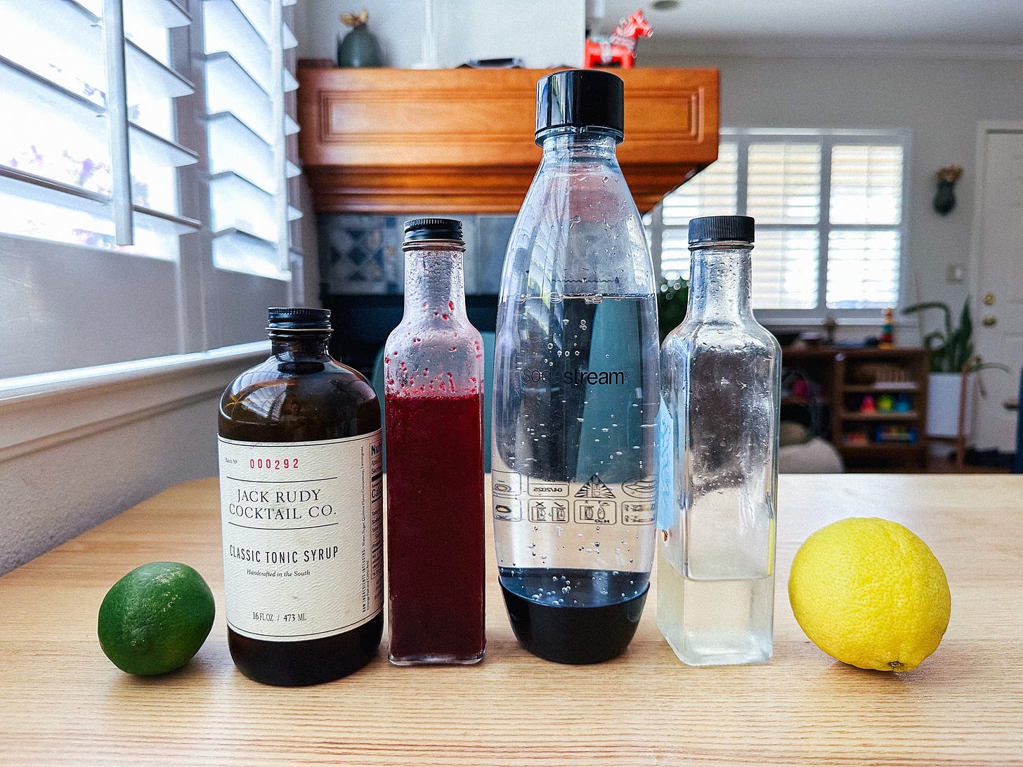 a series of ingredients for creating a shrub tonic