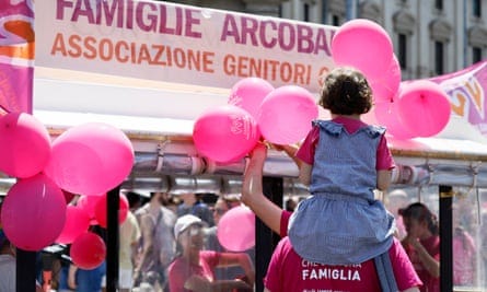 People take part in the LGBTQ+ Pride parade in Rome, June 2023.