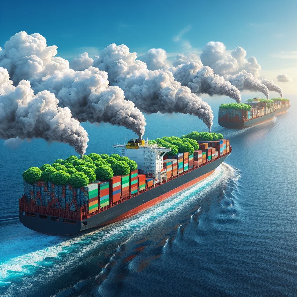 Container ships sailing towards a more green world