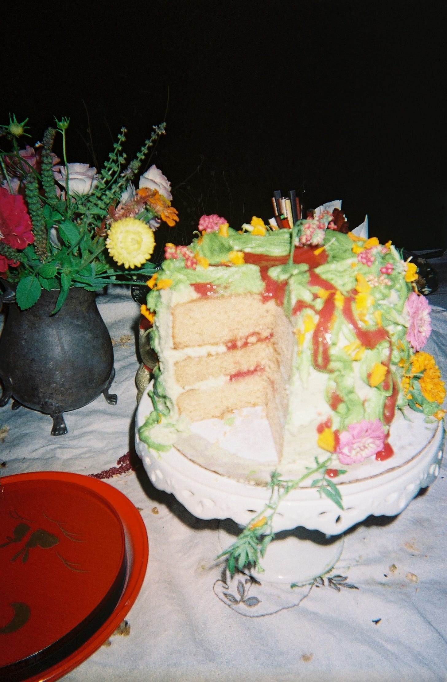 Matcha and genmaicha birthday cake by Kylie Kiyomi Obermeir