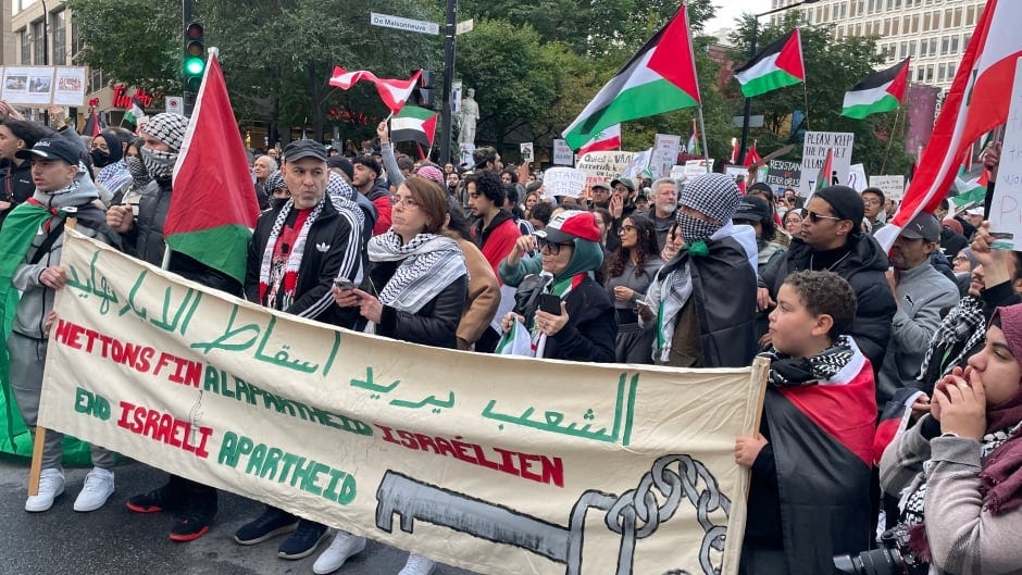 Pro-Palestinian demonstration held in downtown Montreal as Hamas-Israel  conflict escalates | CBC News