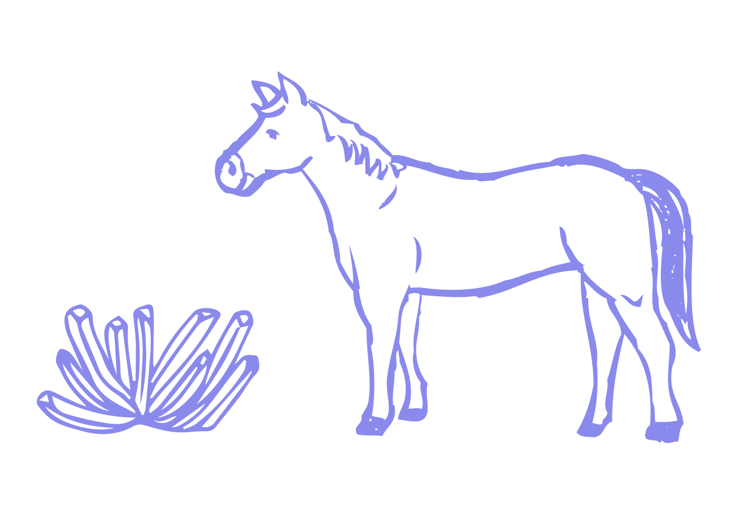 Doodle of a horse standing next to an agave plant.