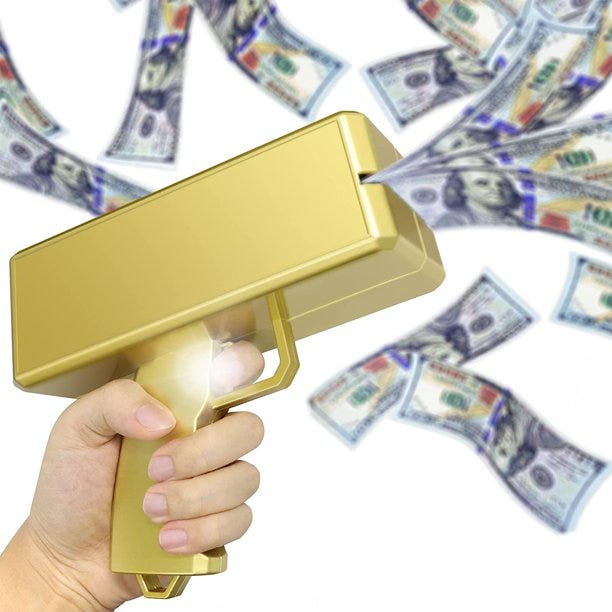 Gold Money Guns Shooter, Super Money Gun Make it Rain Toy Gun, Handheld Spary Cash Gun for Game Movies Party Supplies(Golden)