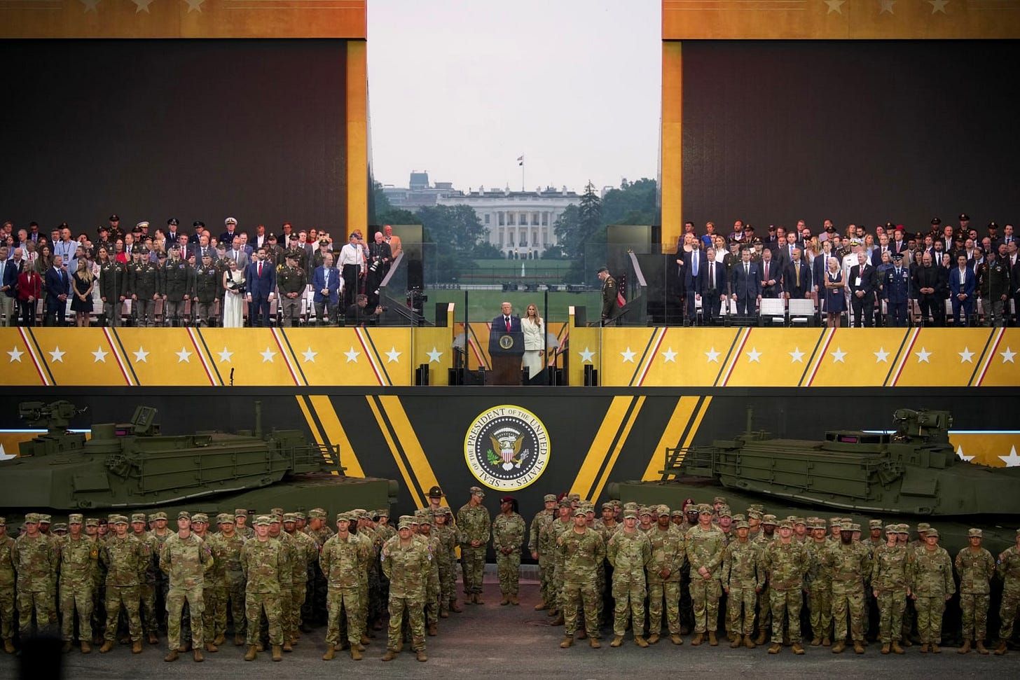 Trump presides over a military parade amid turmoil at home and abroad
