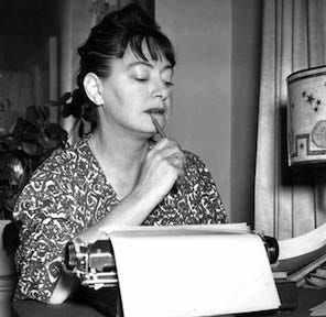 Dorothy Parker at her typewriter