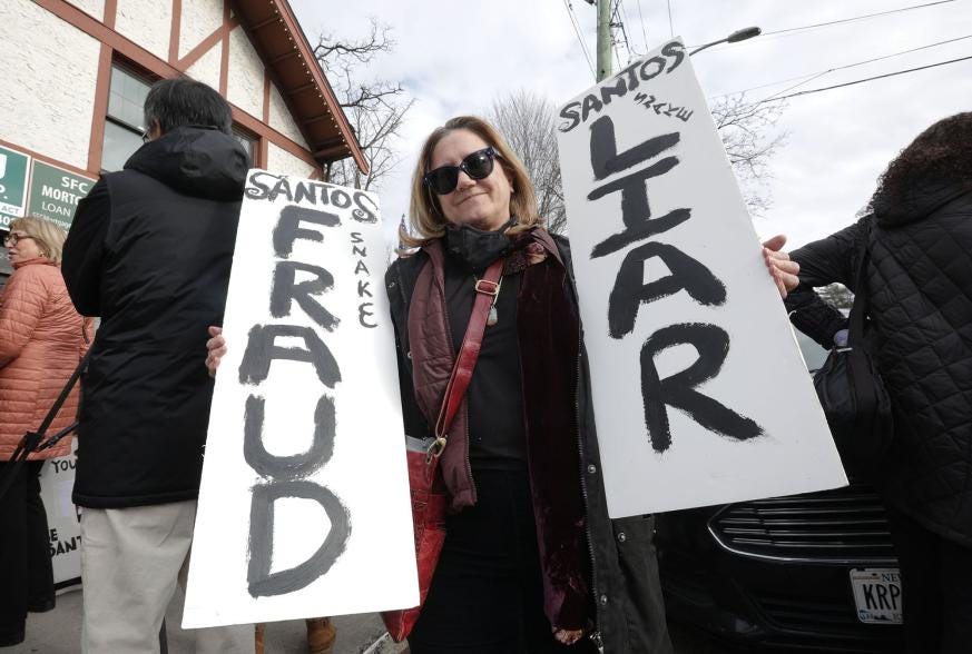 A Protest against Congressman George Santos, in front of the newly elected Congressman's Office.