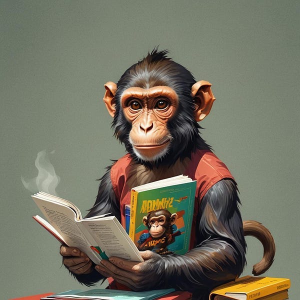 Monkey with book