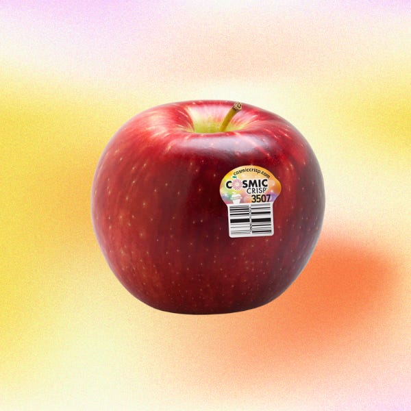 a cosmic crisp apple on a gradient background