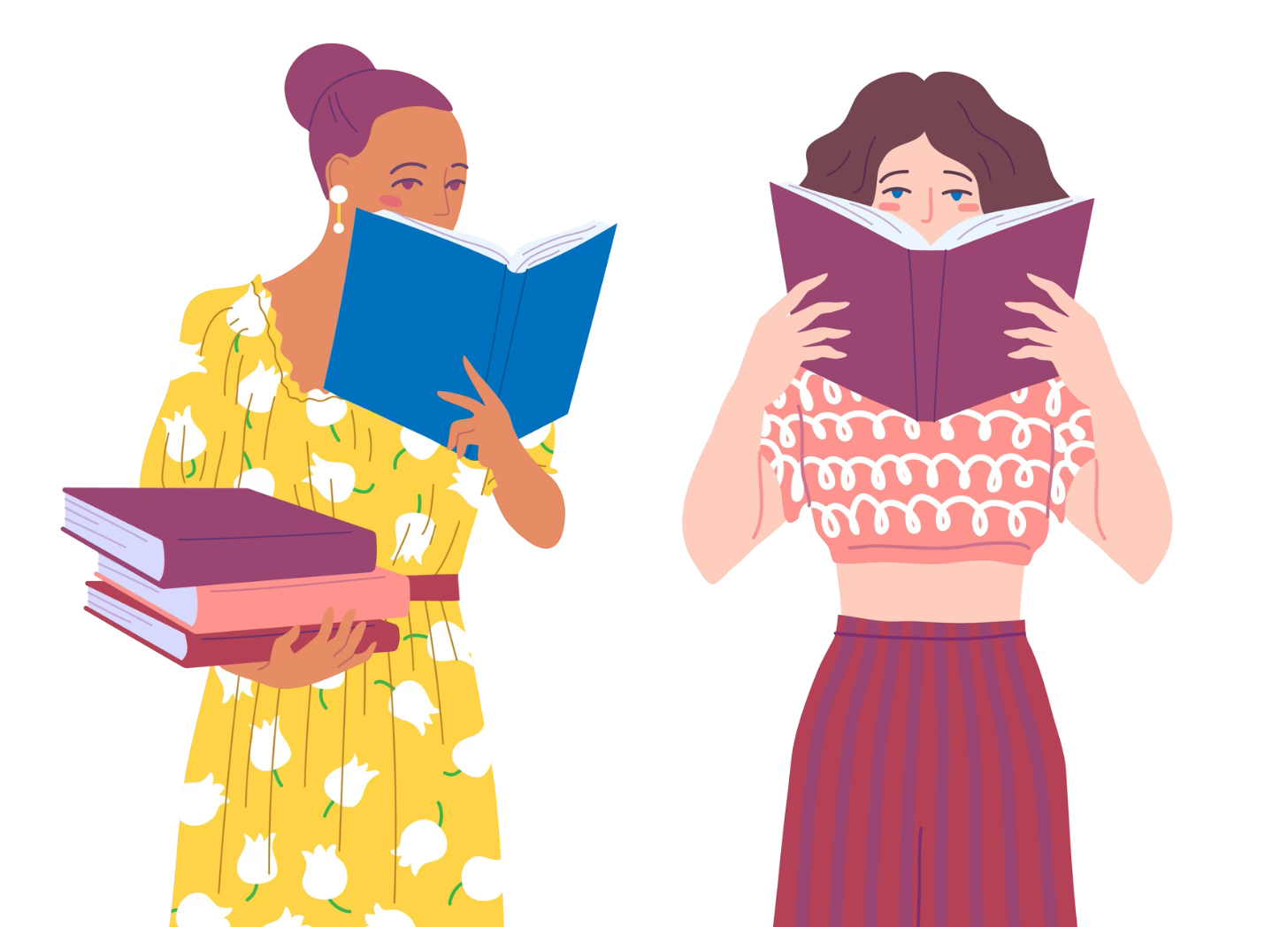 Two women reading books