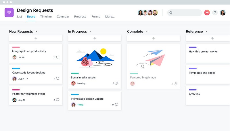 Trello competitor — Asana kanban board