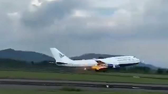 Boeing 747 engine bursts into flames during takeoff | Watch